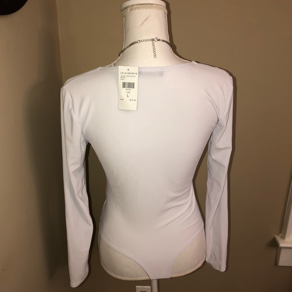 White V Neck Bodysuit - Picture 6 of 8